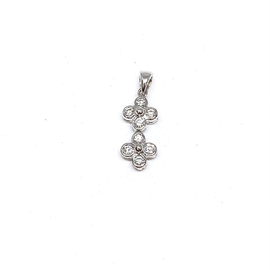 White Gold Diamond Double Clover Pendant