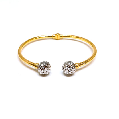 Two Tone Shimmer Cut Ball Ends Bangle - Oval