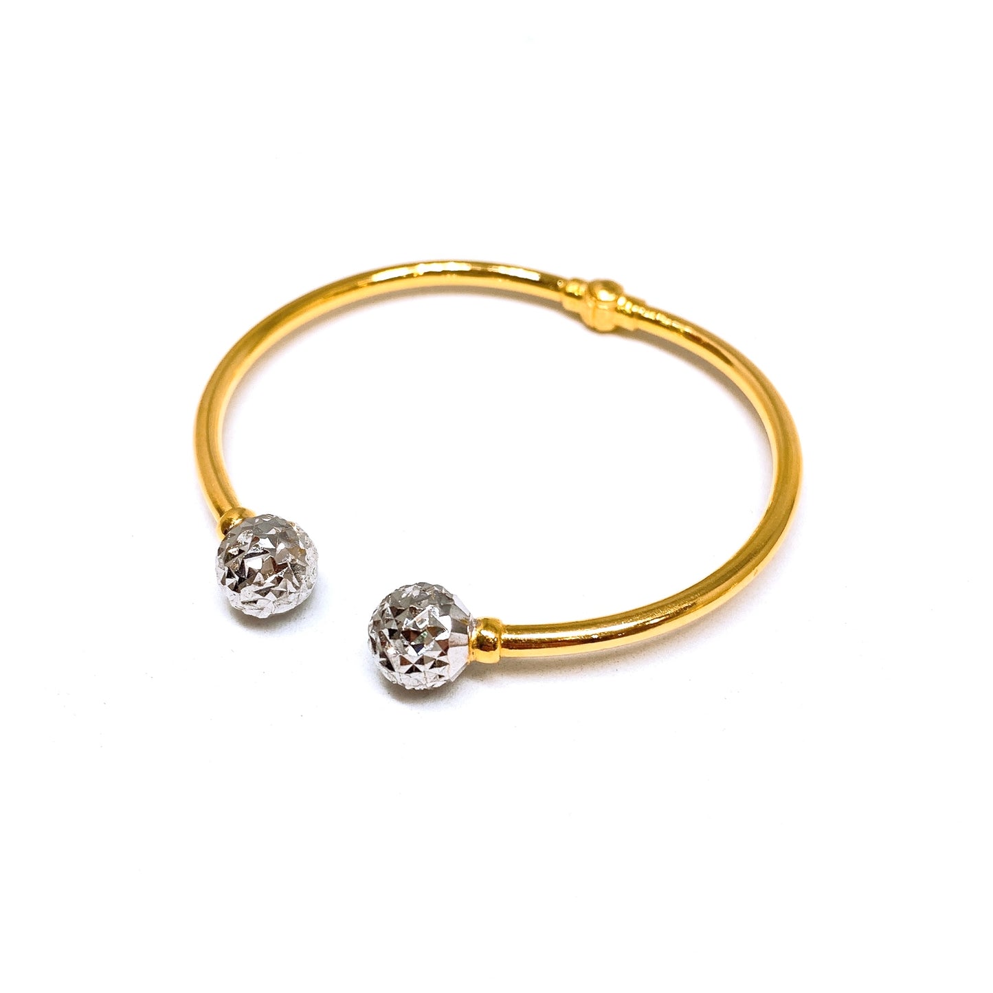 Two Tone Shimmer Cut Ball Ends Bangle - Oval