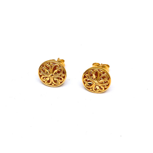 Floral Button Earring Studs