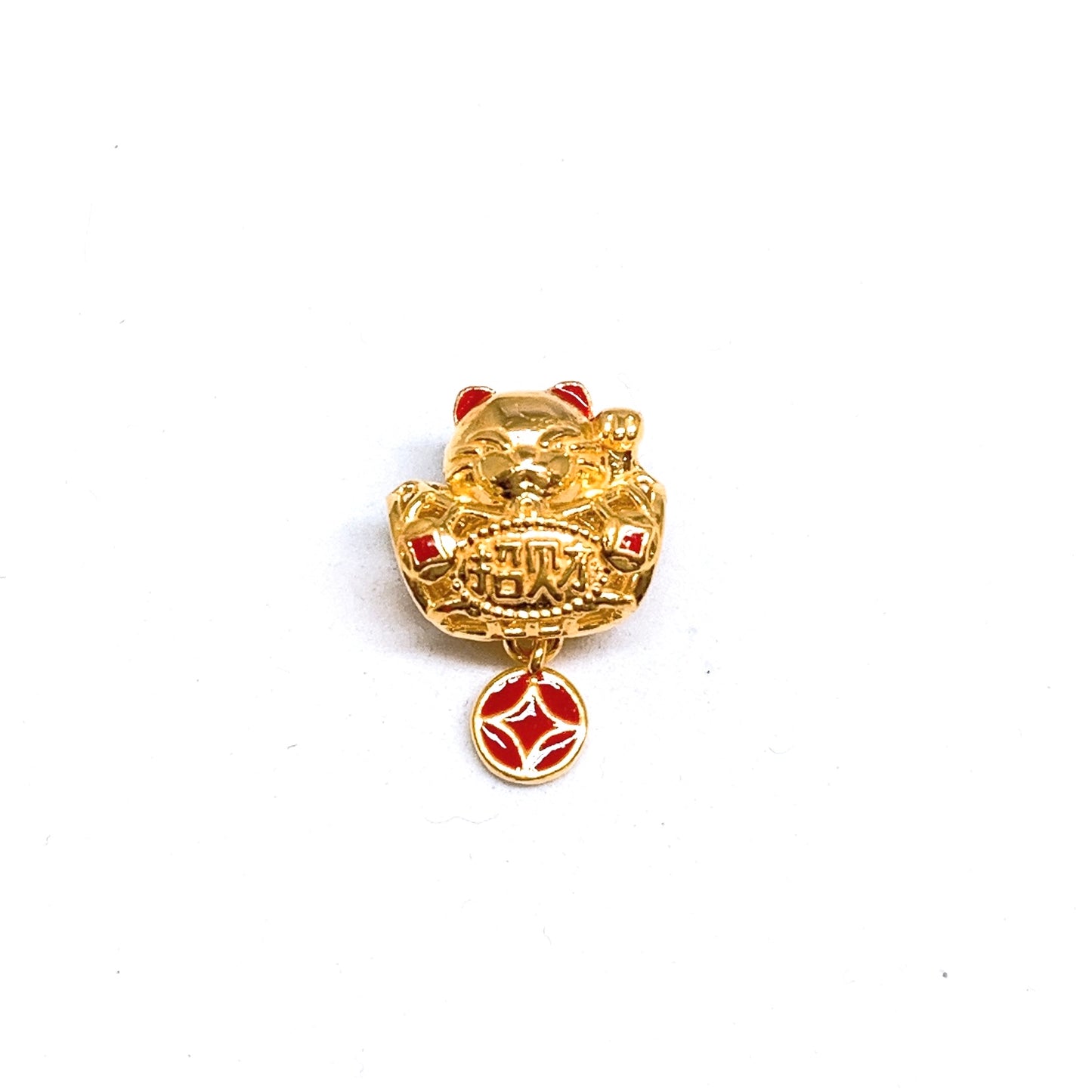 Fortune Cat With Dangling Coin Spacer Charm