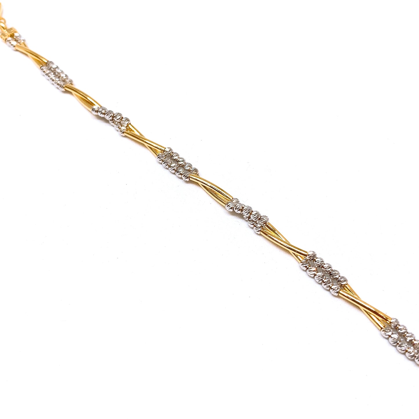 Two Tone Curved Rods & Cutting Beads Twist Bracelet ( Two Line )