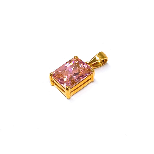 Rectangular Pink Crystal Pendant