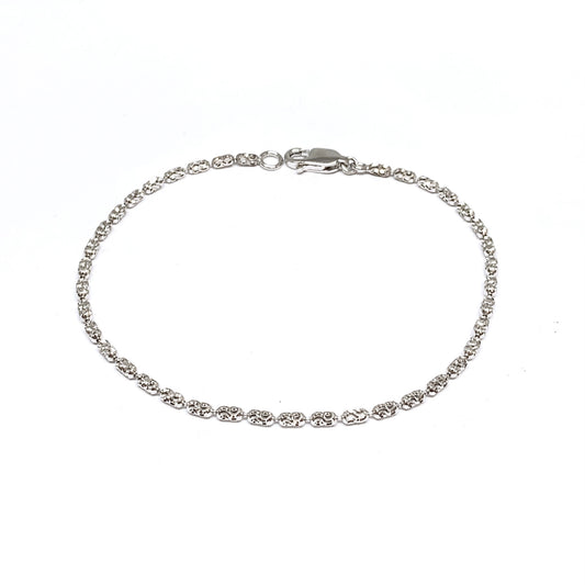 White Gold Fine Oval Bead Bracelet