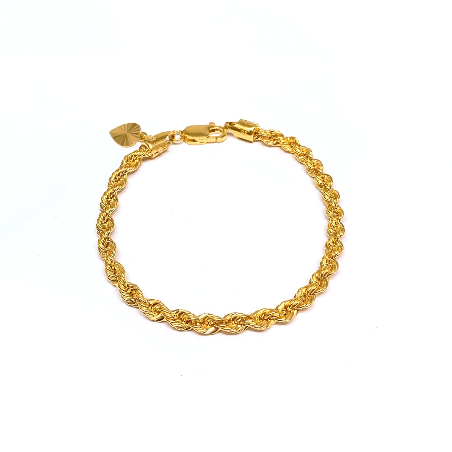 Hollow Rope Bracelet With Dangling Heart ( Lobster Hook )