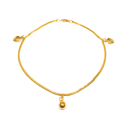 Fine Cuban Anklet ( Heart, Bell, Lobster Hook )