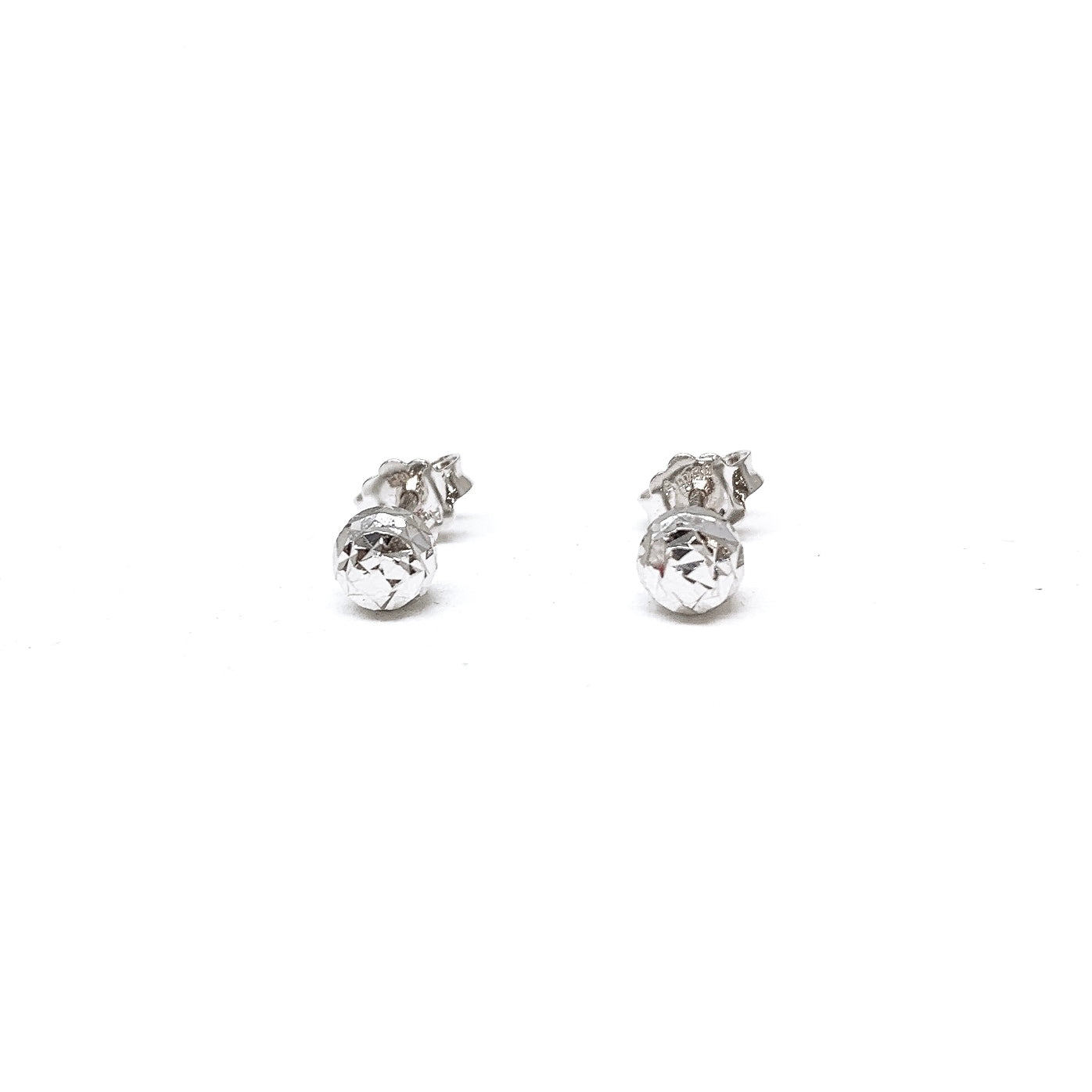 White Gold Cutting Bead Earring Studs