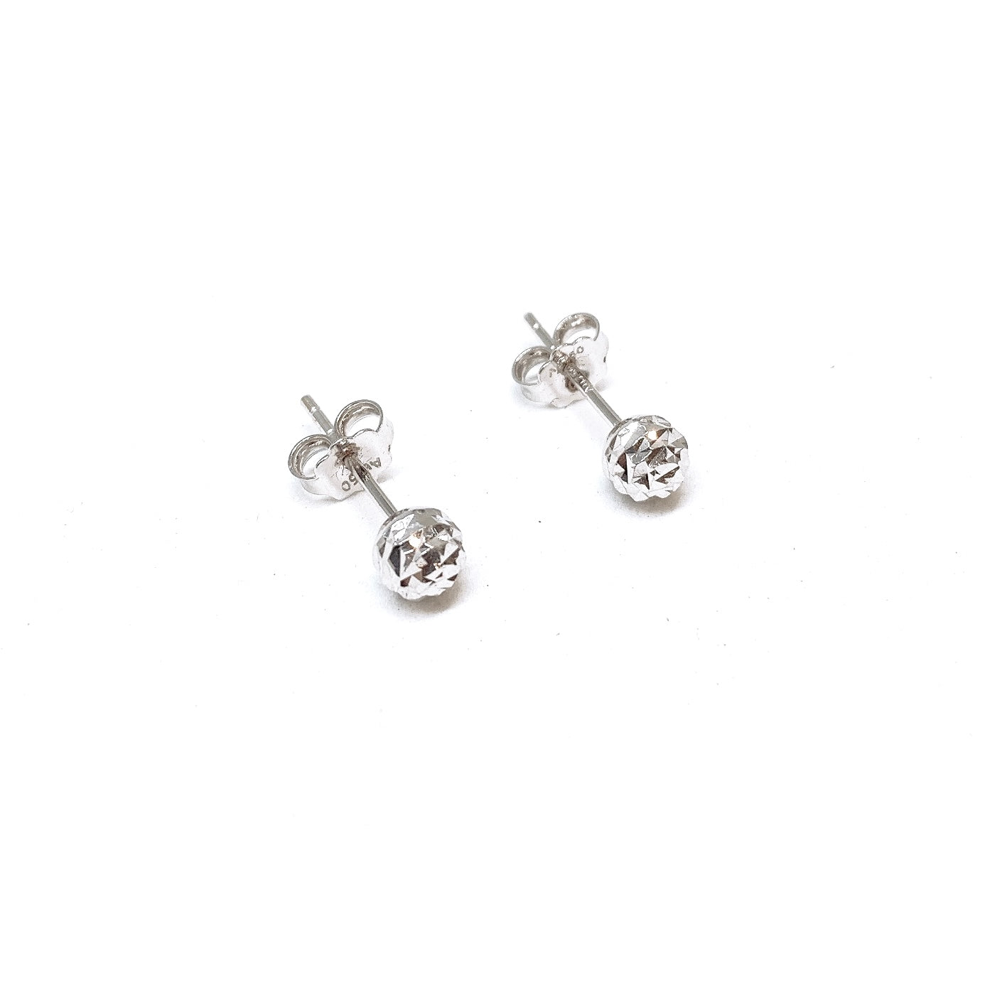 White Gold Cutting Bead Earring Studs