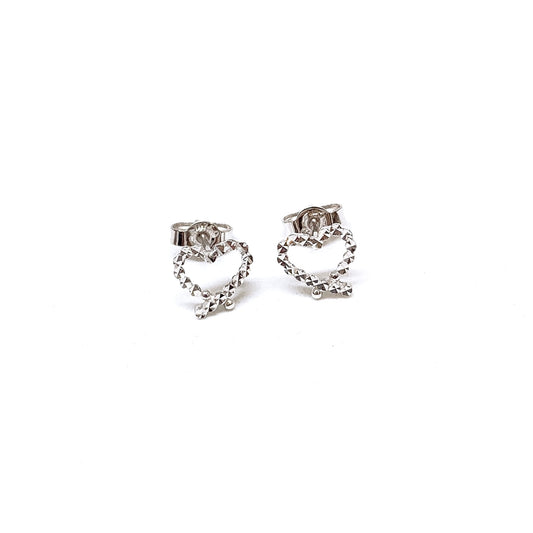 White Gold Shimmer Heart Earring Studs