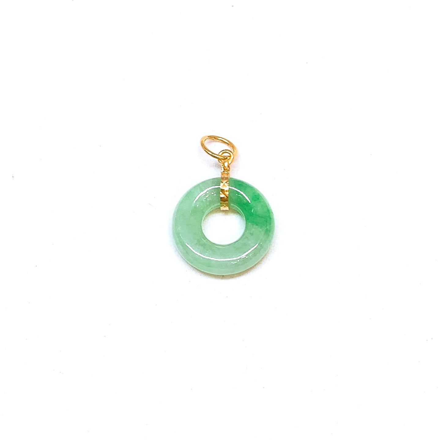 Petite Jade Donut Pendant ( Yellow Gold )