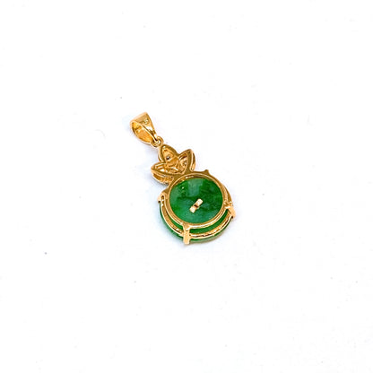 Petite Floral Jade Donut Pendant ( Yellow Gold and Diamond )