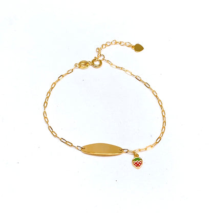 Dainty Oval Plate With Strawberry Bracelet