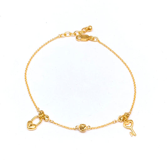 Dainty Heart Lock and Key Bracelet