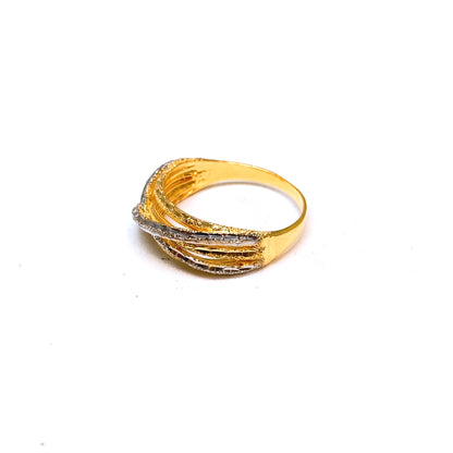 Two Tone Criss Cross Ring