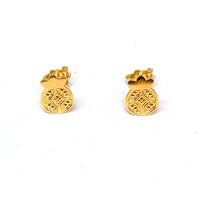 Pineapple Coin Earring Studs