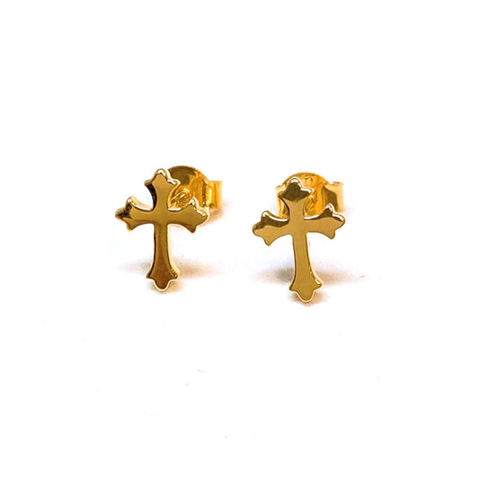 Polished Fancy Cross Earring Studs