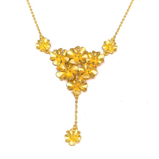 Dangling Floral Cluster Statement Necklace Set