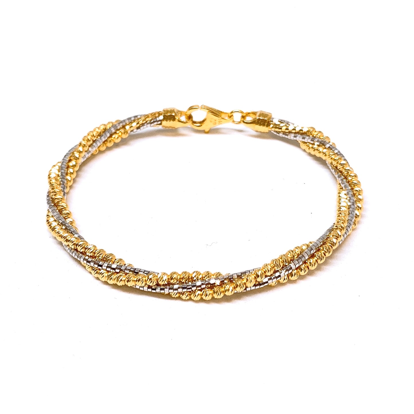 Two Tone Shimmer Beads And Line Twisted Soft Bangle