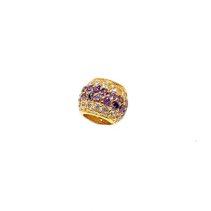 Purple and White Zirconia Bead Charm