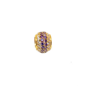 Purple and White Zirconia Bead Charm