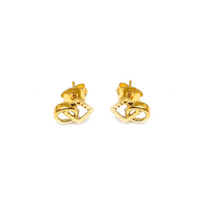 Push Type Interlinked Square And Circle Earring Stud