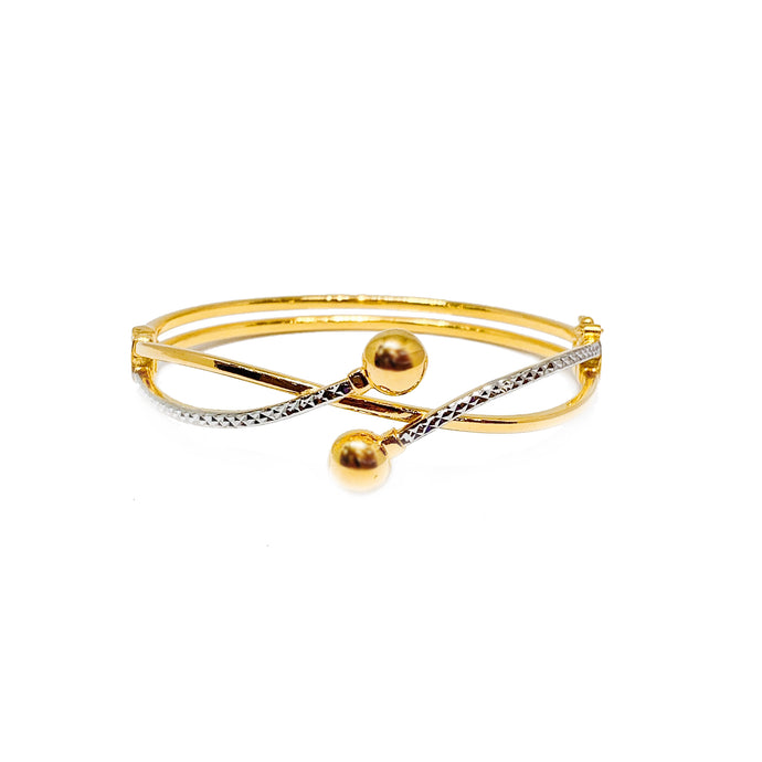 Two Tone Intertwined Bead End Bangle