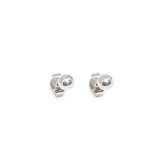 White Gold Plain Bead Earring Studs