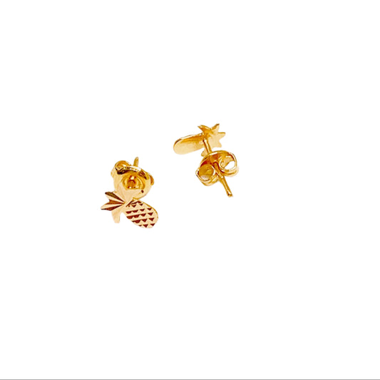 Push Type Pineapple Earring Stud - Flat