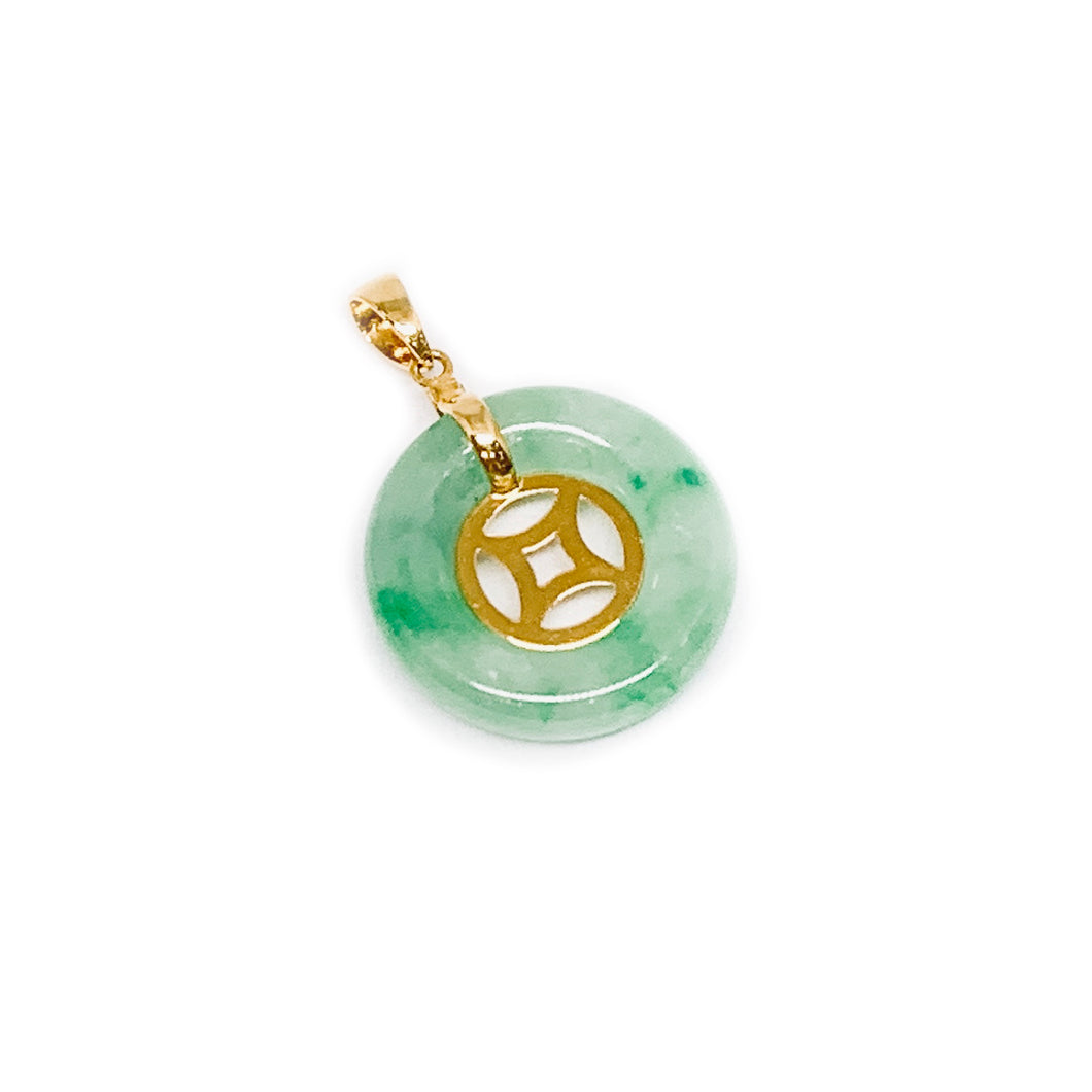 Gold Traditional Coin in Circular Jade Pendant
