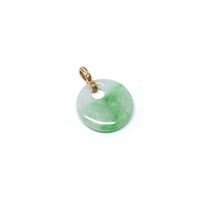 Round Cut Out Jade Pendant With Diamonds