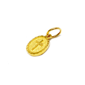 Petite Oval Shaped Cross Gold Pendant